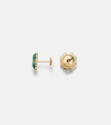 Yvonne Léon Yvonne Léon Puces Dôme Trèfle 9kt gold earrings with malachite and diamonds | Thumbnail 4 Yvonne Léon Yvonne Léon Puces Dôme Trèfle 9kt gold earrings with malachite and diamonds | Thumbnail 4