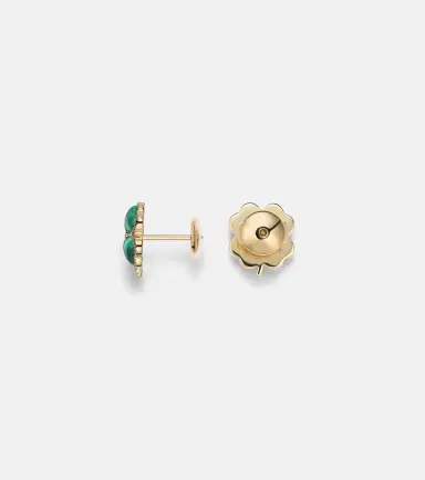 Yvonne Léon Yvonne Léon Puces Dôme Trèfle 9kt gold earrings with malachite and diamonds | Thumbnail 5 Yvonne Léon Yvonne Léon Puces Dôme Trèfle 9kt gold earrings with malachite and diamonds | Thumbnail 5