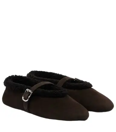 Alaia Alaïa Shearling-lined suede Mary Jane flats | Thumbnail 1 Alaia Alaïa Shearling-lined suede Mary Jane flats | Thumbnail 1