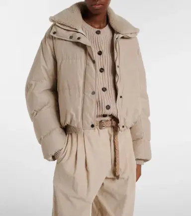 Brunello Cucinelli Shearling-trimmed cotton-blend down jacket | Thumbnail 6 Brunello Cucinelli Shearling-trimmed cotton-blend down jacket | Thumbnail 6