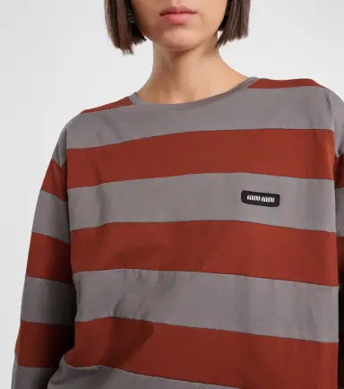 Miu Miu Striped cotton jersey T-shirt | Thumbnail 3 Miu Miu Striped cotton jersey T-shirt | Thumbnail 3