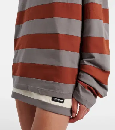 Miu Miu Striped cotton jersey T-shirt | Thumbnail 5 Miu Miu Striped cotton jersey T-shirt | Thumbnail 5