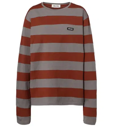 Miu Miu Striped cotton jersey T-shirt | Thumbnail 1 Miu Miu Striped cotton jersey T-shirt | Thumbnail 1