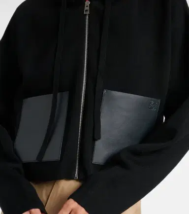 Loewe Leather-trimmed wool hoodie | Thumbnail 3 Loewe Leather-trimmed wool hoodie | Thumbnail 3