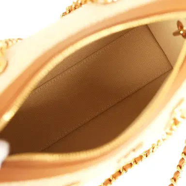 Chanel Chanel Mini Timeless Classic Barrel Bag with Chain Beige Braided Raffia and Brown Calfskin Light Gold Hardware | Thumbnail 8 Chanel Chanel Mini Timeless Classic Barrel Bag with Chain Beige Braided Raffia and Brown Calfskin Light Gold Hardware | Thumbnail 8