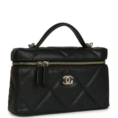 Chanel Chanel Top Handle Long Vanity Case with Chain Black Shiny Caviar Light Gold Hardware | Thumbnail 2 Chanel Chanel Top Handle Long Vanity Case with Chain Black Shiny Caviar Light Gold Hardware | Thumbnail 2