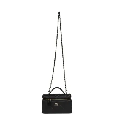 Chanel Chanel Top Handle Long Vanity Case with Chain Black Shiny Caviar Light Gold Hardware | Thumbnail 7 Chanel Chanel Top Handle Long Vanity Case with Chain Black Shiny Caviar Light Gold Hardware | Thumbnail 7