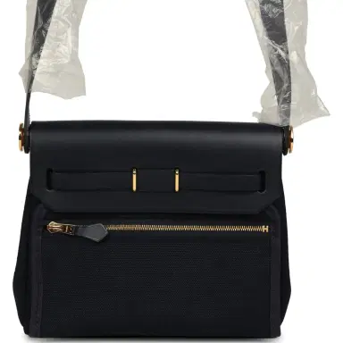 HERMÈS Hermes Herbag Zip 20 Mini Bleu Indigo Toile Militaire Canvas and Vache Hunter Gold Hardware | Thumbnail 6 HERMÈS Hermes Herbag Zip 20 Mini Bleu Indigo Toile Militaire Canvas and Vache Hunter Gold Hardware | Thumbnail 6