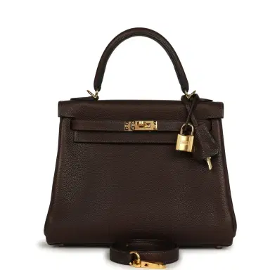 HERMÈS Hermes Kelly Retourne 25 Ebene Barenia Faubourg Gold Hardware | Thumbnail 1 HERMÈS Hermes Kelly Retourne 25 Ebene Barenia Faubourg Gold Hardware | Thumbnail 1