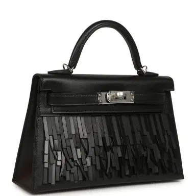 HERMÈS Hermes Kelly Sellier 20 "Pampilles" Black Tadelakt and Sombrero Palladium Hardware | Thumbnail 2 HERMÈS Hermes Kelly Sellier 20 "Pampilles" Black Tadelakt and Sombrero Palladium Hardware | Thumbnail 2