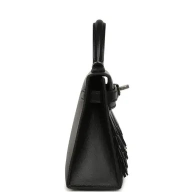 HERMÈS Hermes Kelly Sellier 20 "Pampilles" Black Tadelakt and Sombrero Palladium Hardware | Thumbnail 3 HERMÈS Hermes Kelly Sellier 20 "Pampilles" Black Tadelakt and Sombrero Palladium Hardware | Thumbnail 3