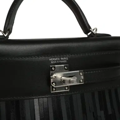 HERMÈS Hermes Kelly Sellier 20 "Pampilles" Black Tadelakt and Sombrero Palladium Hardware | Thumbnail 7 HERMÈS Hermes Kelly Sellier 20 "Pampilles" Black Tadelakt and Sombrero Palladium Hardware | Thumbnail 7