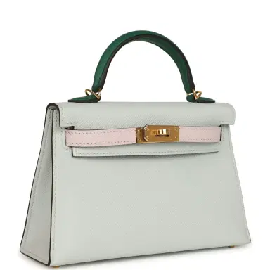 HERMÈS Hermes Kelly Sellier 20 Tri-color Gris Platine, Mauve Pale and Vert Moyen Epsom Gold Hardware | Thumbnail 2 HERMÈS Hermes Kelly Sellier 20 Tri-color Gris Platine, Mauve Pale and Vert Moyen Epsom Gold Hardware | Thumbnail 2