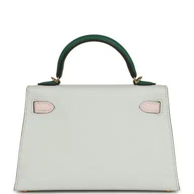 HERMÈS Hermes Kelly Sellier 20 Tri-color Gris Platine, Mauve Pale and Vert Moyen Epsom Gold Hardware | Thumbnail 4 HERMÈS Hermes Kelly Sellier 20 Tri-color Gris Platine, Mauve Pale and Vert Moyen Epsom Gold Hardware | Thumbnail 4