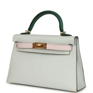HERMÈS Hermes Kelly Sellier 20 Tri-color Gris Platine, Mauve Pale and Vert Moyen Epsom Gold Hardware | Thumbnail 5 HERMÈS Hermes Kelly Sellier 20 Tri-color Gris Platine, Mauve Pale and Vert Moyen Epsom Gold Hardware | Thumbnail 5