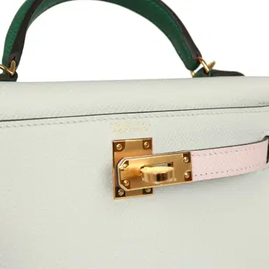 HERMÈS Hermes Kelly Sellier 20 Tri-color Gris Platine, Mauve Pale and Vert Moyen Epsom Gold Hardware | Thumbnail 7 HERMÈS Hermes Kelly Sellier 20 Tri-color Gris Platine, Mauve Pale and Vert Moyen Epsom Gold Hardware | Thumbnail 7