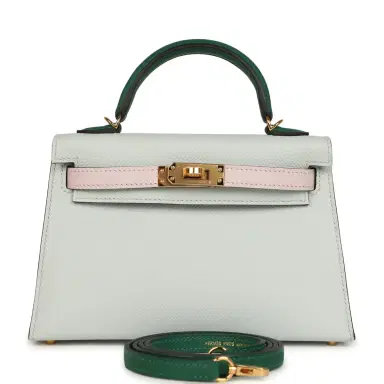 HERMÈS Hermes Kelly Sellier 20 Tri-color Gris Platine, Mauve Pale and Vert Moyen Epsom Gold Hardware | Thumbnail 1 HERMÈS Hermes Kelly Sellier 20 Tri-color Gris Platine, Mauve Pale and Vert Moyen Epsom Gold Hardware | Thumbnail 1