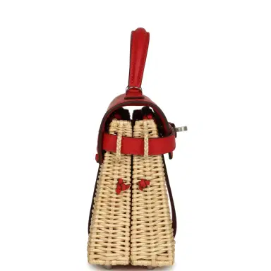 HERMÈS Hermes Mini Picnic Kelly 20 Rouge De Coeur Swift Palladium Hardware | Thumbnail 3 HERMÈS Hermes Mini Picnic Kelly 20 Rouge De Coeur Swift Palladium Hardware | Thumbnail 3