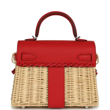HERMÈS Hermes Mini Picnic Kelly 20 Rouge De Coeur Swift Palladium Hardware | Thumbnail 4 HERMÈS Hermes Mini Picnic Kelly 20 Rouge De Coeur Swift Palladium Hardware | Thumbnail 4