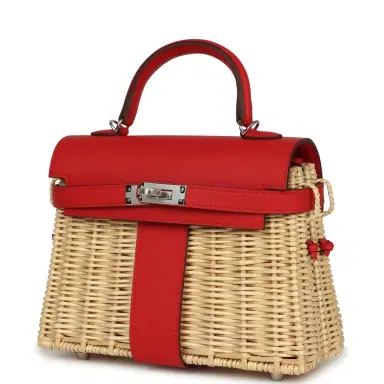 HERMÈS Hermes Mini Picnic Kelly 20 Rouge De Coeur Swift Palladium Hardware | Thumbnail 5 HERMÈS Hermes Mini Picnic Kelly 20 Rouge De Coeur Swift Palladium Hardware | Thumbnail 5