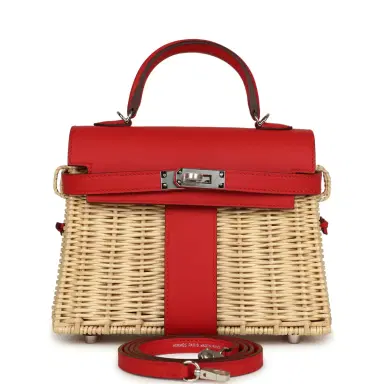 HERMÈS Hermes Mini Picnic Kelly 20 Rouge De Coeur Swift Palladium Hardware | Thumbnail 1 HERMÈS Hermes Mini Picnic Kelly 20 Rouge De Coeur Swift Palladium Hardware | Thumbnail 1