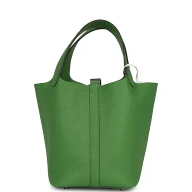 HERMÈS Hermes Picotin Lock 18 Vert Yucca Clemence Palladium Hardware | Thumbnail 4 HERMÈS Hermes Picotin Lock 18 Vert Yucca Clemence Palladium Hardware | Thumbnail 4
