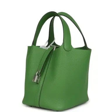 HERMÈS Hermes Picotin Lock 18 Vert Yucca Clemence Palladium Hardware | Thumbnail 5 HERMÈS Hermes Picotin Lock 18 Vert Yucca Clemence Palladium Hardware | Thumbnail 5