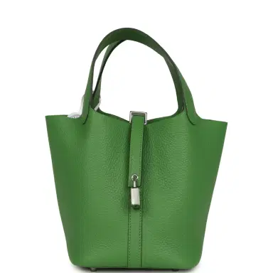HERMÈS Hermes Picotin Lock 18 Vert Yucca Clemence Palladium Hardware | Thumbnail 1 HERMÈS Hermes Picotin Lock 18 Vert Yucca Clemence Palladium Hardware | Thumbnail 1