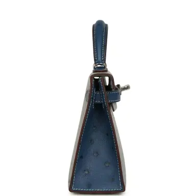 HERMÈS Hermes Special Order (HSS) Kelly Sellier 20 Bleu Glacier and Bleu Fonce Ostrich Palladium Hardware | Thumbnail 3 HERMÈS Hermes Special Order (HSS) Kelly Sellier 20 Bleu Glacier and Bleu Fonce Ostrich Palladium Hardware | Thumbnail 3