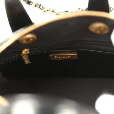 Chanel Pre-owned Chanel "CC Travel" Bowling Bag Black Shiny Crumped Calfskin Antique Gold Hardware | Thumbnail 11 Chanel Pre-owned Chanel "CC Travel" Bowling Bag Black Shiny Crumped Calfskin Antique Gold Hardware | Thumbnail 11