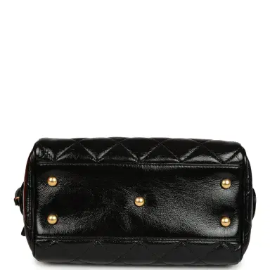 Chanel Pre-owned Chanel "CC Travel" Bowling Bag Black Shiny Crumped Calfskin Antique Gold Hardware | Thumbnail 7 Chanel Pre-owned Chanel "CC Travel" Bowling Bag Black Shiny Crumped Calfskin Antique Gold Hardware | Thumbnail 7
