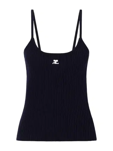 Courrèges Reediton Logo-appliquéd Ribbed-knit Tank | Thumbnail 1 Courrèges Reediton Logo-appliquéd Ribbed-knit Tank | Thumbnail 1