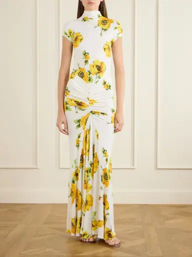 Alaïa Floral-print Jersey Draped Maxi Dress | Thumbnail 2 Alaïa Floral-print Jersey Draped Maxi Dress | Thumbnail 2
