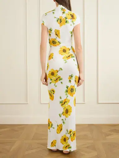 Alaïa Floral-print Jersey Draped Maxi Dress | Thumbnail 3 Alaïa Floral-print Jersey Draped Maxi Dress | Thumbnail 3