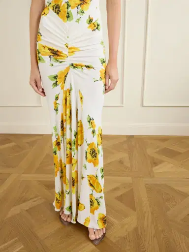 Alaïa Floral-print Jersey Draped Maxi Dress | Thumbnail 4 Alaïa Floral-print Jersey Draped Maxi Dress | Thumbnail 4