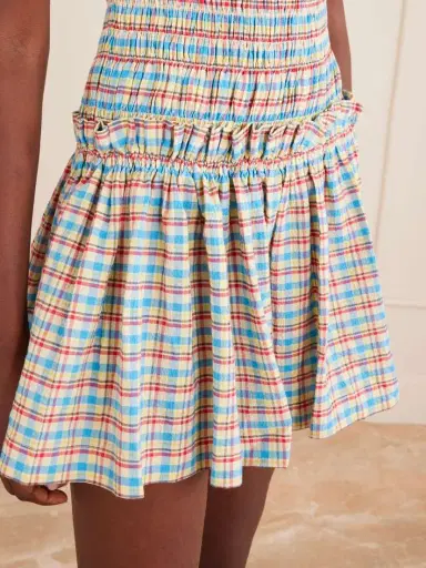 Faithfull Gala Shirred Checked Cotton-blend Mini Dress | Thumbnail 4 Faithfull Gala Shirred Checked Cotton-blend Mini Dress | Thumbnail 4