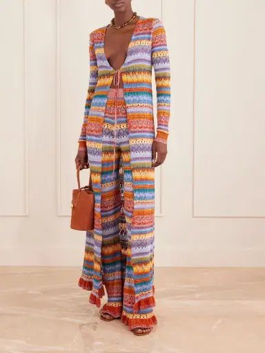 Etro Striped Pointelle-knit Cotton Cardigan | Thumbnail 2 Etro Striped Pointelle-knit Cotton Cardigan | Thumbnail 2
