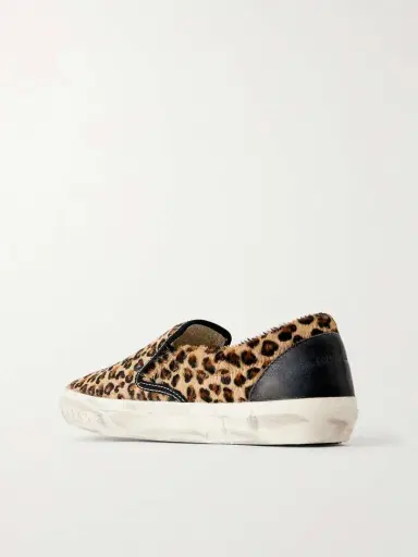 Golden Goose Vce Penstar Distressed Leather-trimmed Leopard-print Pony Hair Slip-on Sneakers | Thumbnail 3 Golden Goose Vce Penstar Distressed Leather-trimmed Leopard-print Pony Hair Slip-on Sneakers | Thumbnail 3