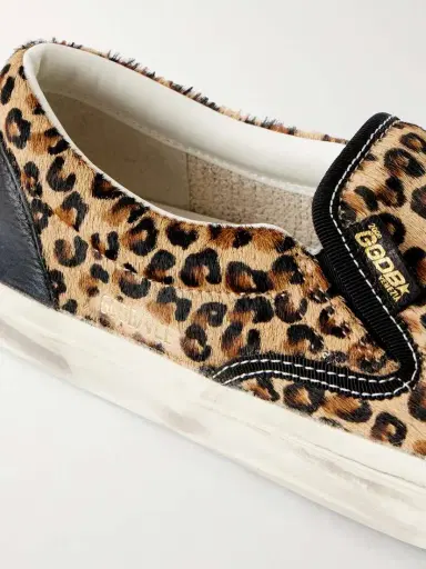 Golden Goose Vce Penstar Distressed Leather-trimmed Leopard-print Pony Hair Slip-on Sneakers | Thumbnail 5 Golden Goose Vce Penstar Distressed Leather-trimmed Leopard-print Pony Hair Slip-on Sneakers | Thumbnail 5