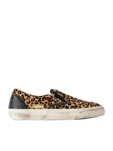 Golden Goose Vce Penstar Distressed Leather-trimmed Leopard-print Pony Hair Slip-on Sneakers | Thumbnail 1 Golden Goose Vce Penstar Distressed Leather-trimmed Leopard-print Pony Hair Slip-on Sneakers | Thumbnail 1