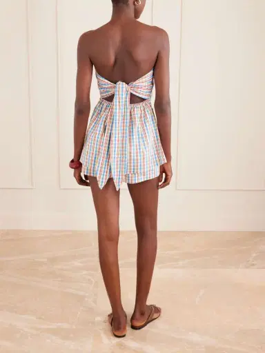 Faithfull Isole Strapless Checked Cotton And Linen-blend Top | Thumbnail 3 Faithfull Isole Strapless Checked Cotton And Linen-blend Top | Thumbnail 3