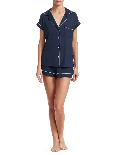 Eberjey Women's Gisele 2-Piece Shortie Pajama Set - Sorbet Black - Size XL | Thumbnail 2 Eberjey Women's Gisele 2-Piece Shortie Pajama Set - Sorbet Black - Size XL | Thumbnail 2
