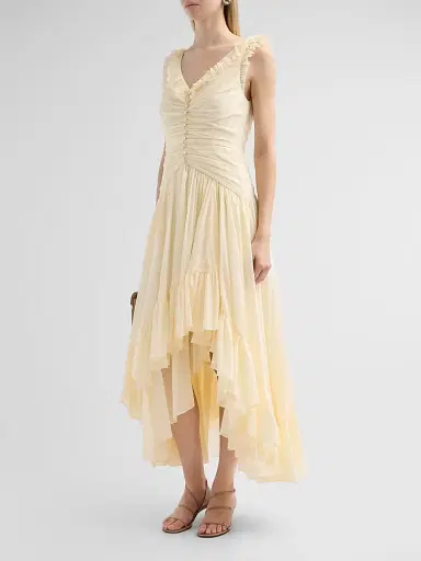 Cinq à Sept Women's Rosalba Cotton-Silk Gathered Midi-Dress - Gardenia | Thumbnail 4 Cinq à Sept Women's Rosalba Cotton-Silk Gathered Midi-Dress - Gardenia | Thumbnail 4