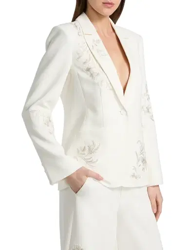 Cinq à Sept Women's Karlie Embroidered Blazer - Ivory Natural - Size 16 | Thumbnail 4 Cinq à Sept Women's Karlie Embroidered Blazer - Ivory Natural - Size 16 | Thumbnail 4