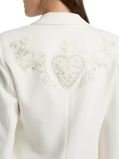 Cinq à Sept Women's Karlie Embroidered Blazer - Ivory Natural - Size 16 | Thumbnail 6 Cinq à Sept Women's Karlie Embroidered Blazer - Ivory Natural - Size 16 | Thumbnail 6