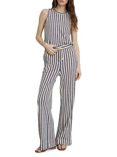 Veronica Beard Women's Zosia Striped Cotton-Blend Pants - Ecru Bluefin Multi - Size Large | Thumbnail 2 Veronica Beard Women's Zosia Striped Cotton-Blend Pants - Ecru Bluefin Multi - Size Large | Thumbnail 2