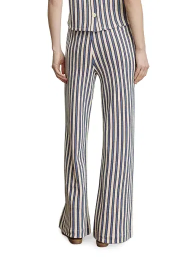 Veronica Beard Women's Zosia Striped Cotton-Blend Pants - Ecru Bluefin Multi - Size Large | Thumbnail 5 Veronica Beard Women's Zosia Striped Cotton-Blend Pants - Ecru Bluefin Multi - Size Large | Thumbnail 5