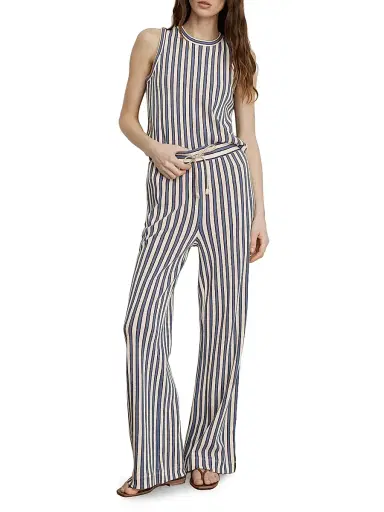 Veronica Beard Women's Dravin Striped Cotton-Blend Sleeveless Top - Ecru Bluefin Multi | Thumbnail 2 Veronica Beard Women's Dravin Striped Cotton-Blend Sleeveless Top - Ecru Bluefin Multi | Thumbnail 2