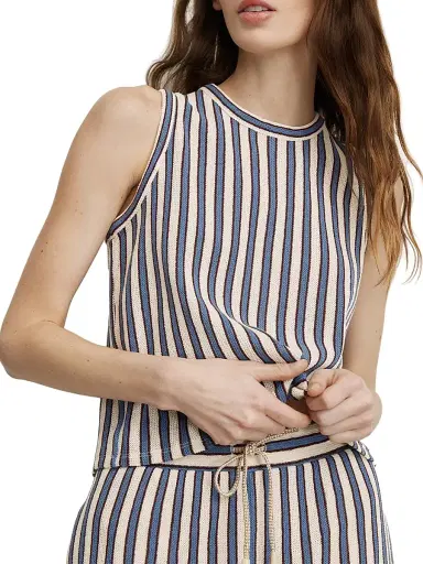 Veronica Beard Women's Dravin Striped Cotton-Blend Sleeveless Top - Ecru Bluefin Multi | Thumbnail 5 Veronica Beard Women's Dravin Striped Cotton-Blend Sleeveless Top - Ecru Bluefin Multi | Thumbnail 5