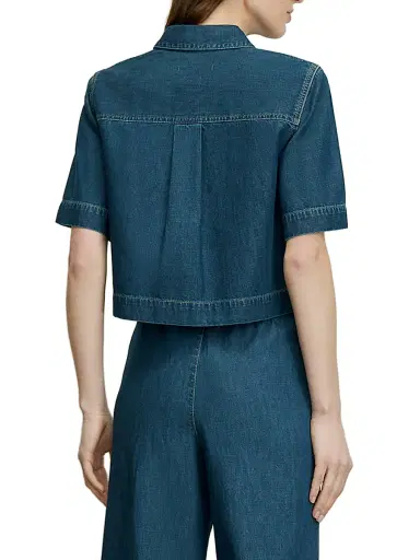 Veronica Beard Women's Spruce Denim Short-Sleeve Shirt - Starry Night | Thumbnail 5 Veronica Beard Women's Spruce Denim Short-Sleeve Shirt - Starry Night | Thumbnail 5
